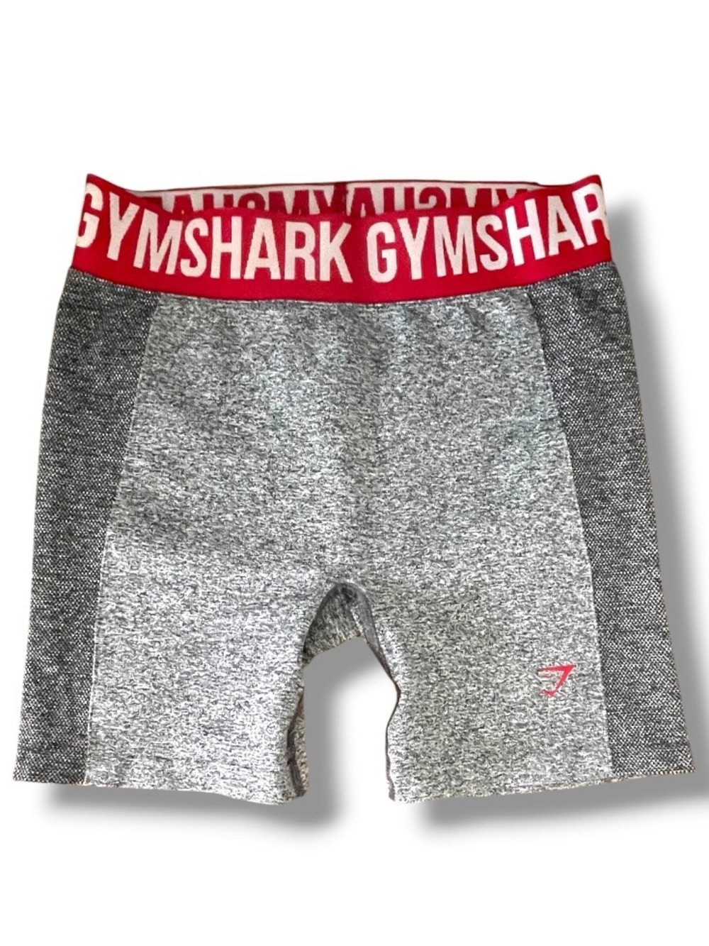Gymshark Gray Contour Biker Shorts Red Logo Waistband High Rise Shapewear - Picture 8 of 8